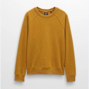 Prana Women’s ‘Cozy Up’ Crew Neck Pull Over Sweatshirt in Tan/Mustard. Small.